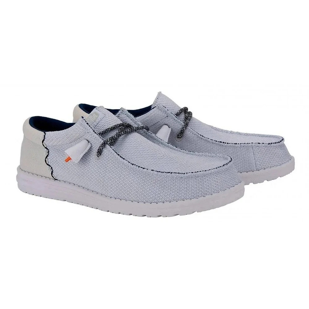 HEYDUDE Men Wally Funk Open Mesh White White Size 9 Lightweight Slip On Loafers
